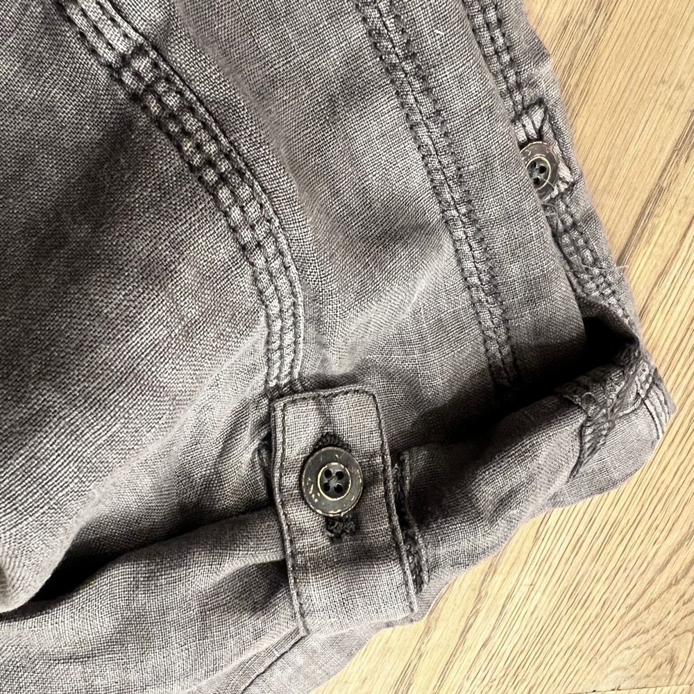 Linen Hei Hei {Anthro} Gray Embroidered NWT Low Rise Cargo Pant | 4 · Small · 25 - Picture 8 of 15
